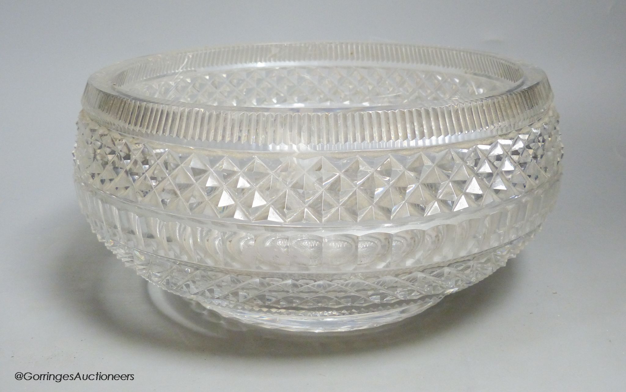 A late 19th century Irish cut glass bowl, possibly Waterford, diameter 27cm